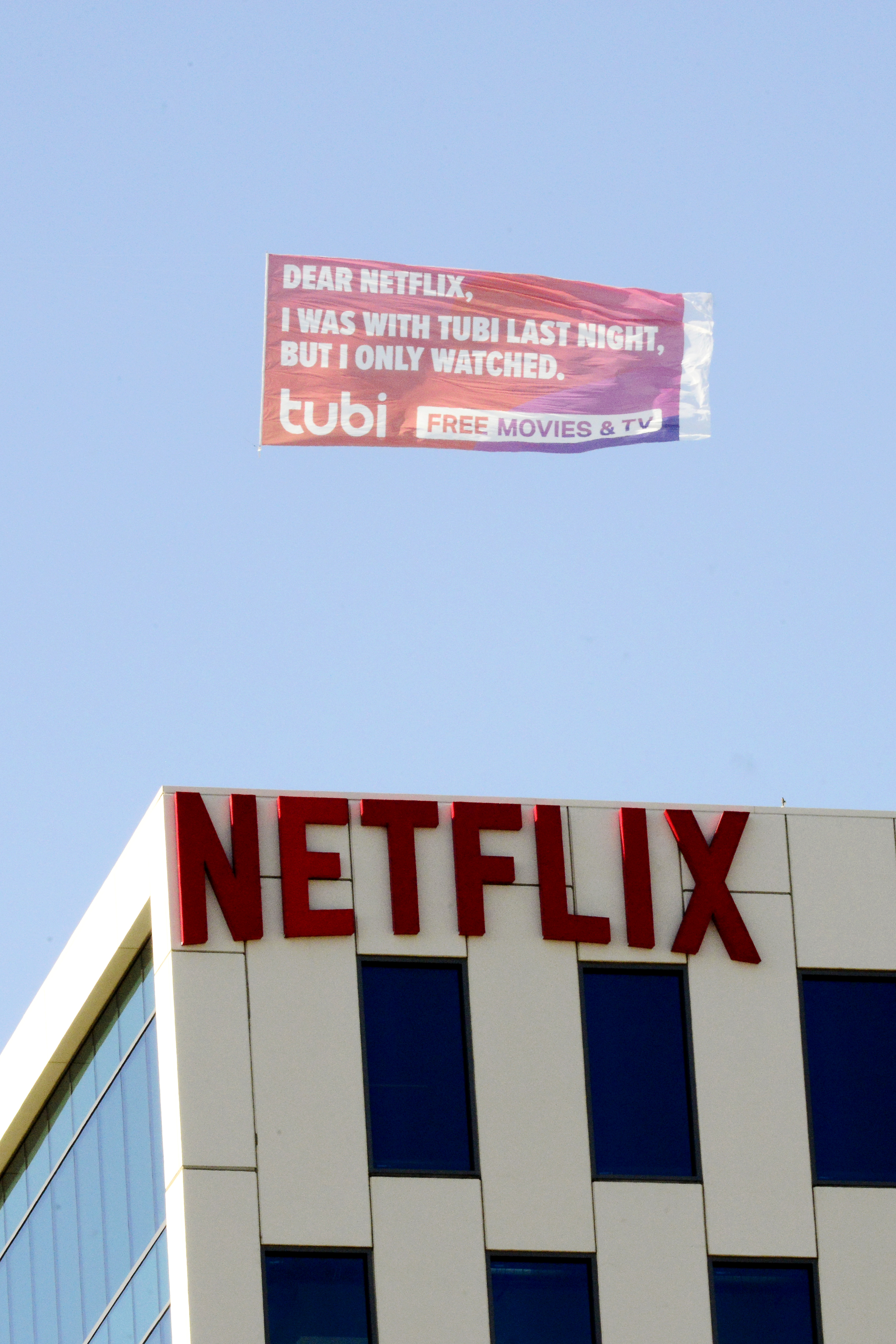 Banner from Netflix flyover on Monday. [Tubi]