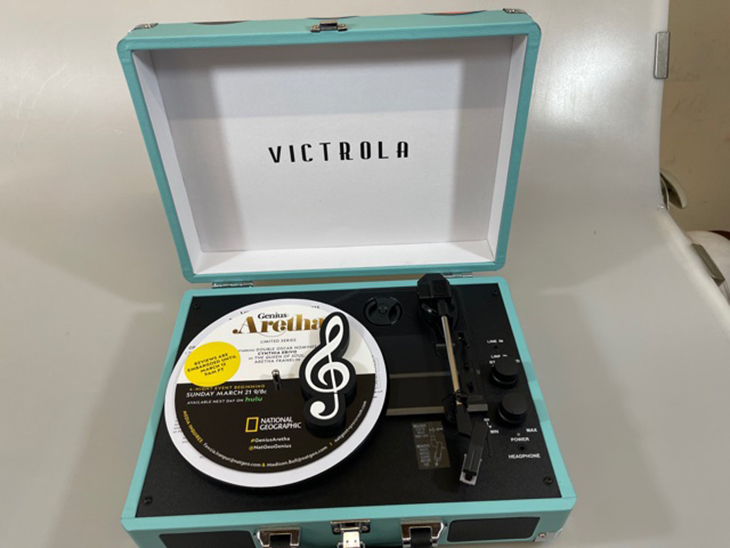 Record player from Nat Geo's 'Genius: Aretha' press mailer