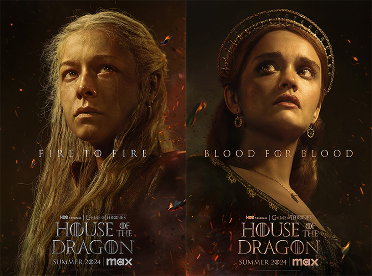 Character posters of Rhaenyra Targaryen (Emma D'Arcy) and Alicent Hightower (Olivia Cooke) ahead of season two of HBO's 'House of the Dragon.'