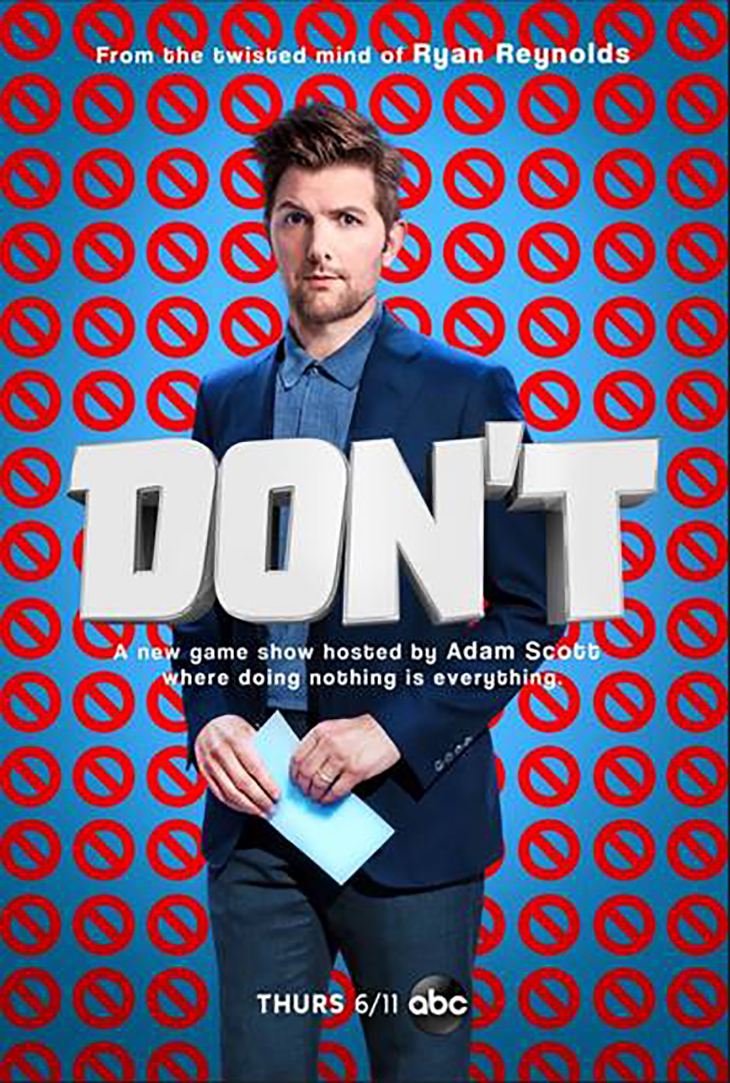 Key art for ABC's new summer game show, 'Don't,' starring Adam Scott