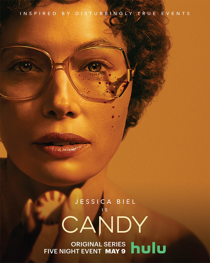 Key art for Hulu's 'Candy' starring and executive produced by Jessica Biel.