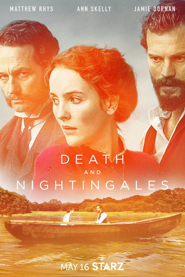 Key art for Starz' three-part limited series 'Death and Nightingales' based on best-selling book
