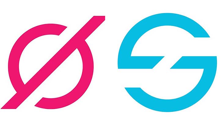 Redesigned logos for Vivid Zero (left) and SmithGeigerGroup (right).